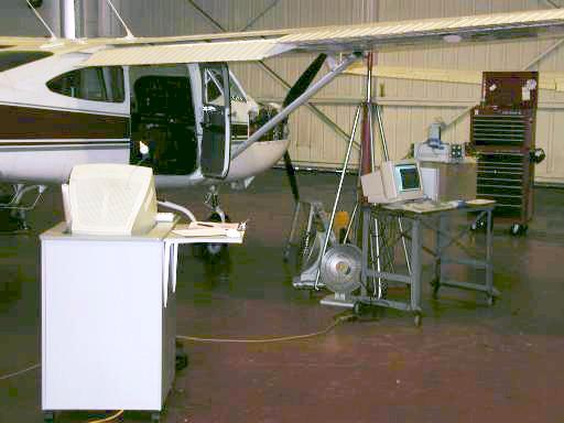 Area view of aircraft being inspected
